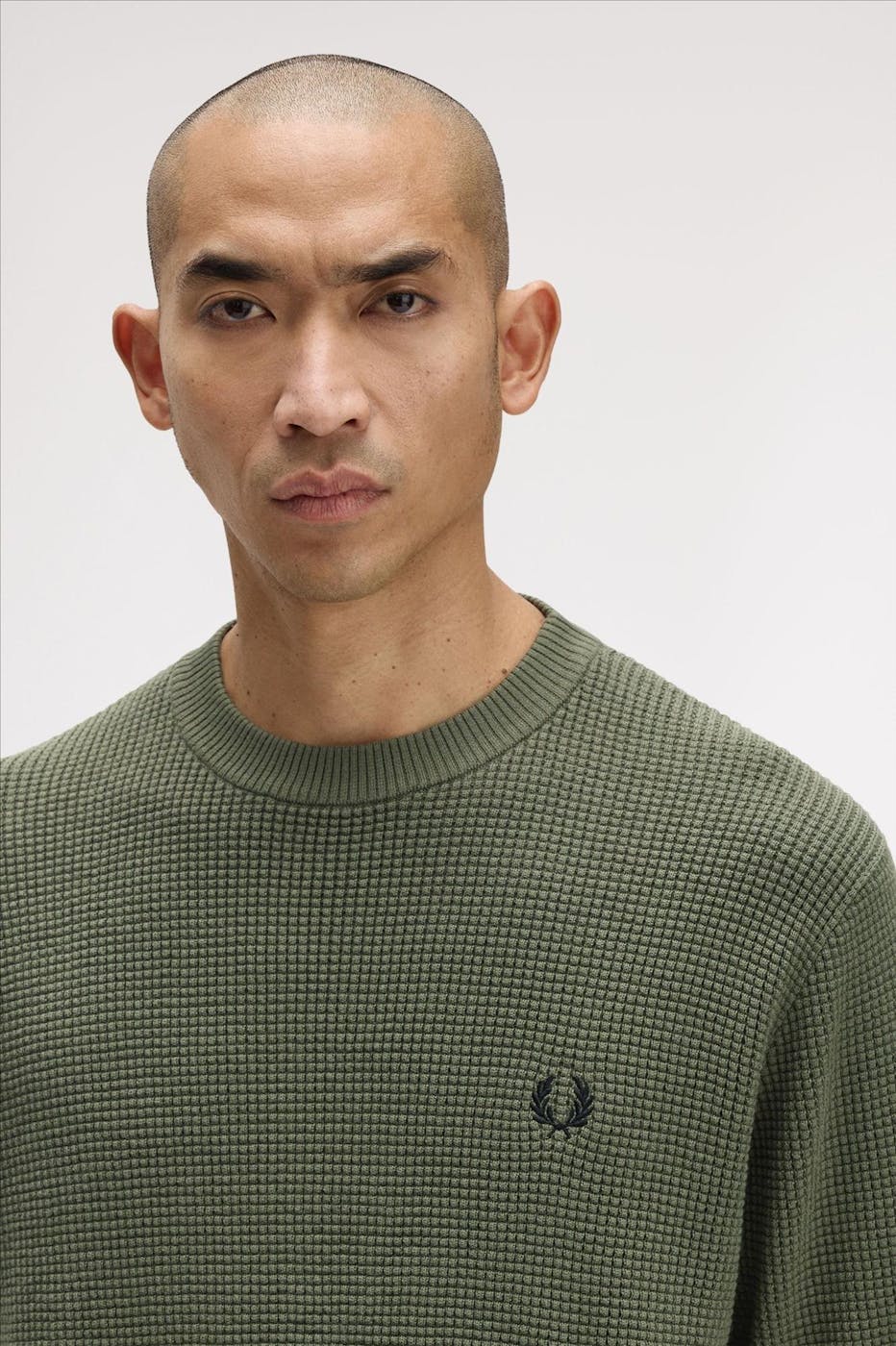 Fred Perry - Olijfgroene Waffle Stitch trui
