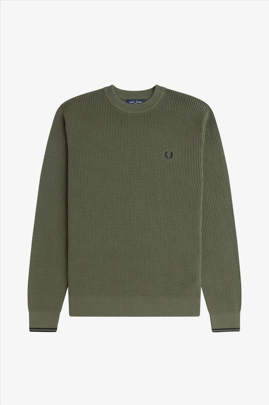 Fred Perry - Olijfgroene Waffle Stitch trui