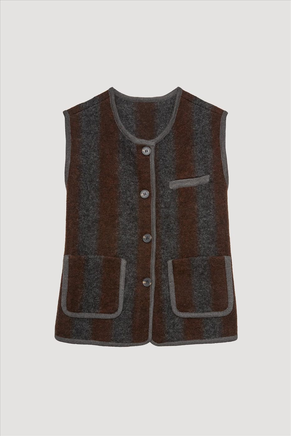 YERSE - Grijs-Bruin Stripes vestje