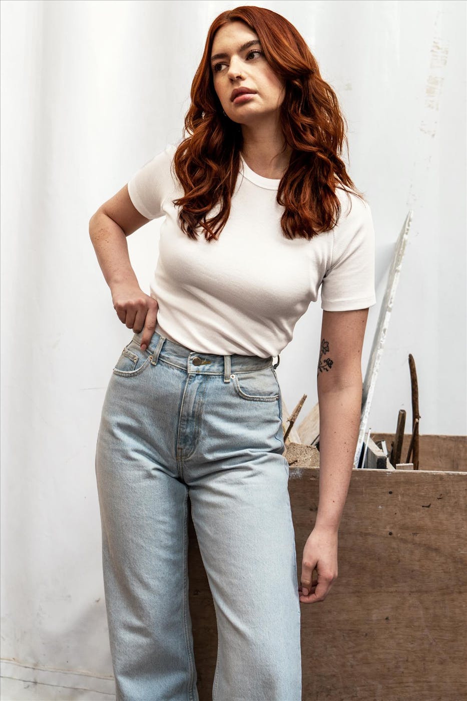 esmé studios - Witte Blossom Rib T-shirt