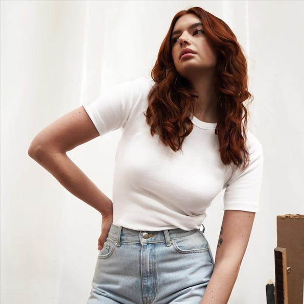 esmé studios - Witte Blossom Rib T-shirt