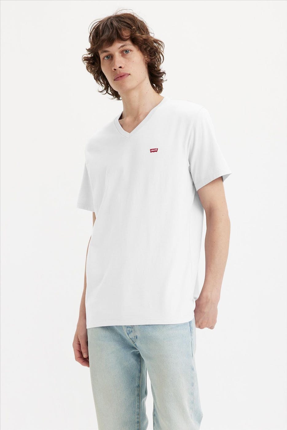Levi's - Witte Batwing Logo T-shirt met V-hals
