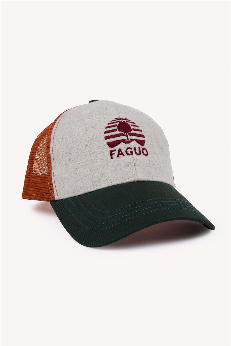 Faguo - Cognac-Donkergroene Trucker Wool pet