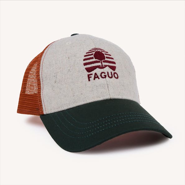 Faguo - Cognac-Donkergroene Trucker Wool pet