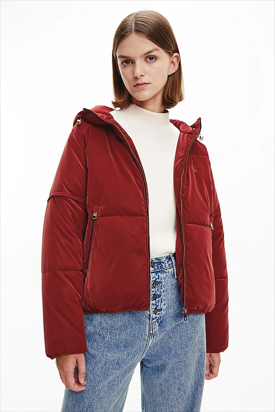 Calvin Klein Jeans - Bordeaux Logo Hood puffer Jacket