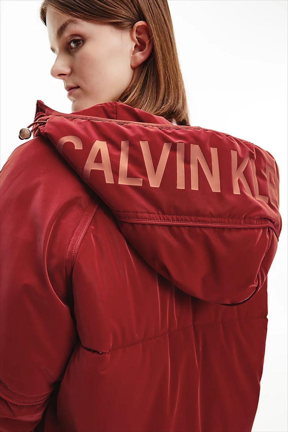 Calvin Klein Jeans - Bordeaux Logo Hood puffer Jacket