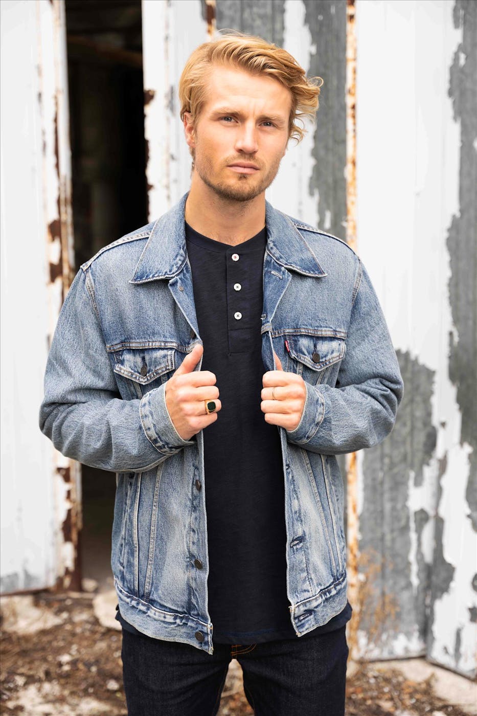 Levi's - Beigeblauwe Trucker jeansjas