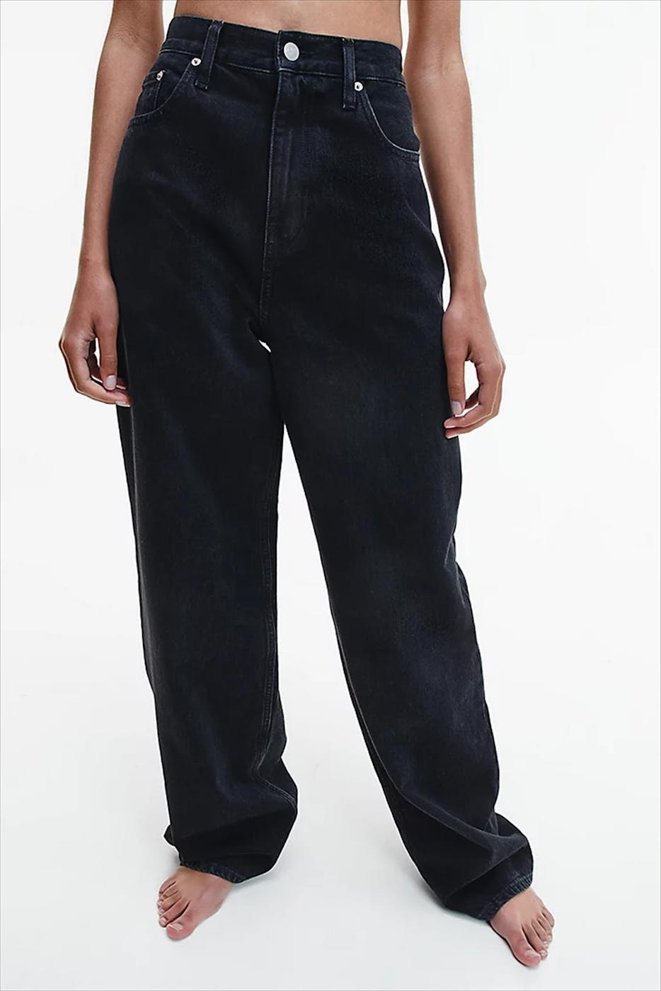 Calvin Klein Jeans - Zwarte High Rise Relaxed wide jeans