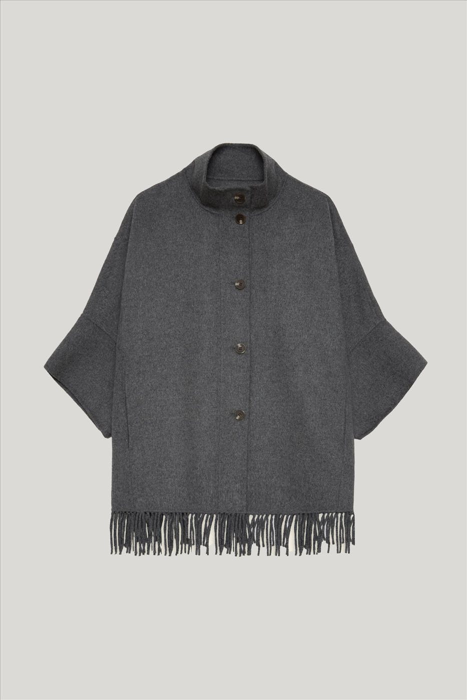 YERSE - Donkergrijze Franje jas