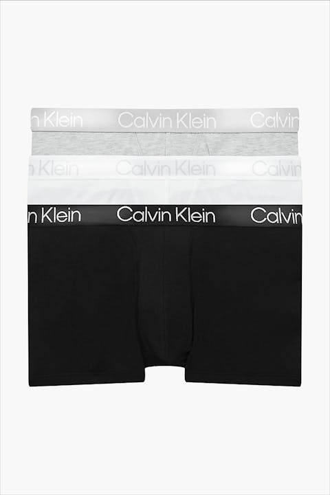 Calvin Klein Underwear - Wit-grijs-zwarte 3-pack Cotton Stretch Trunk Boxershorts