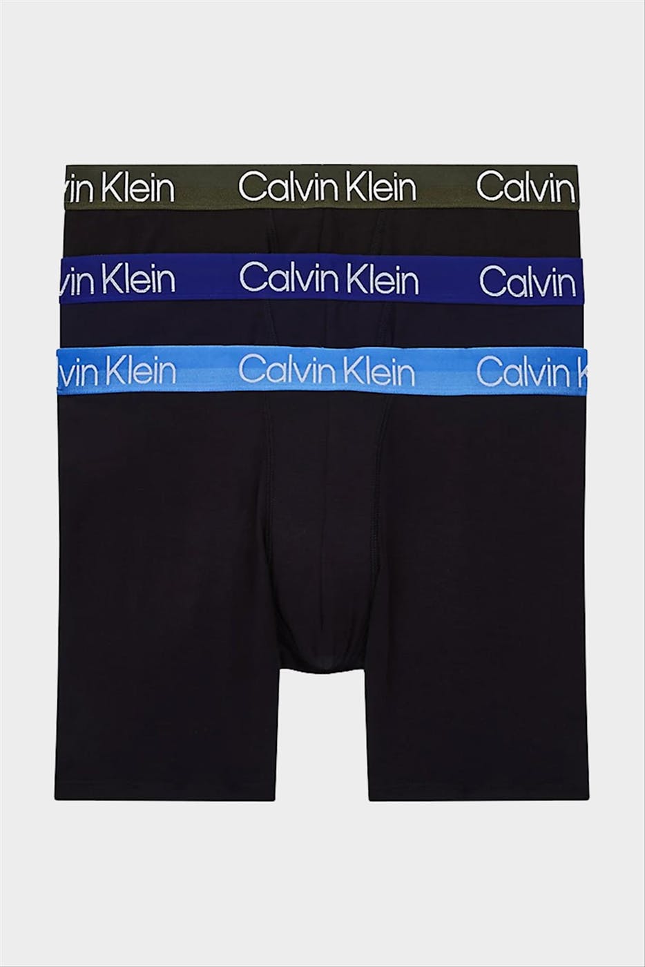 Calvin Klein Underwear - Zwart-blauw-grijze Boxer Brief 3 Pack boxershorts