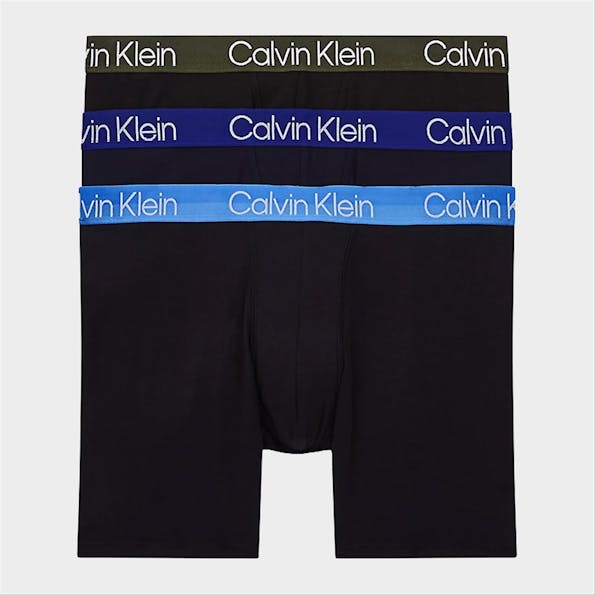 Calvin Klein Underwear - Zwart-blauw-grijze Boxer Brief 3 Pack boxershorts
