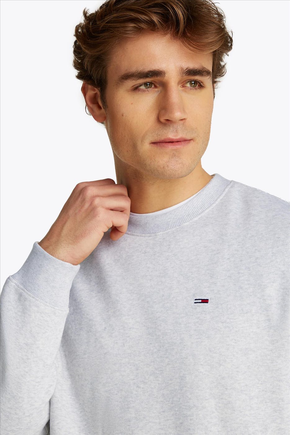Tommy Jeans - Lichtgrijze Regular Flag sweater