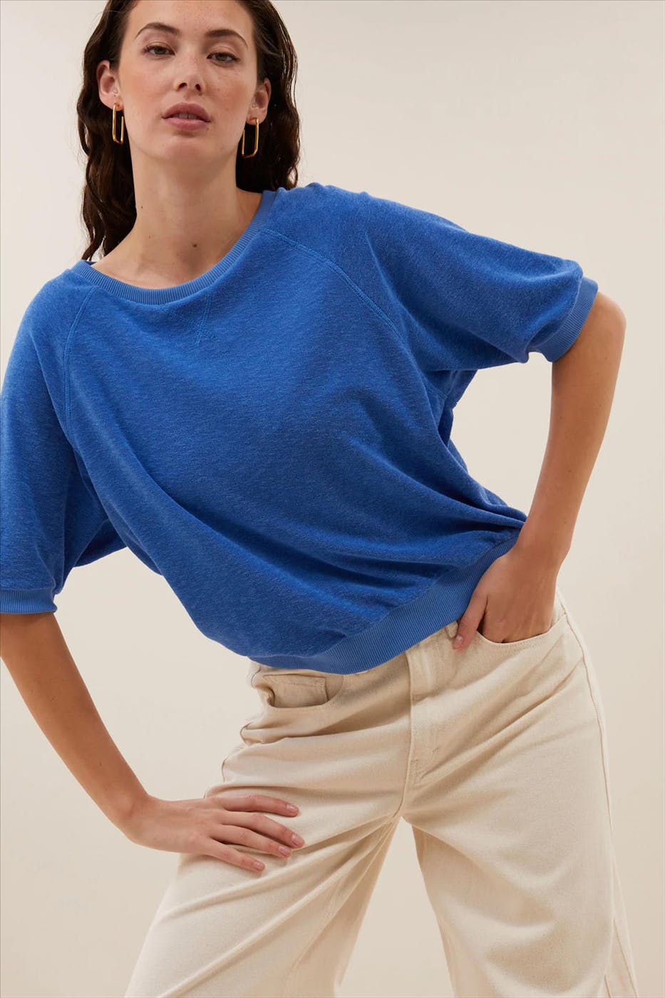 BY BAR - Blauwe Neva Slub sweater