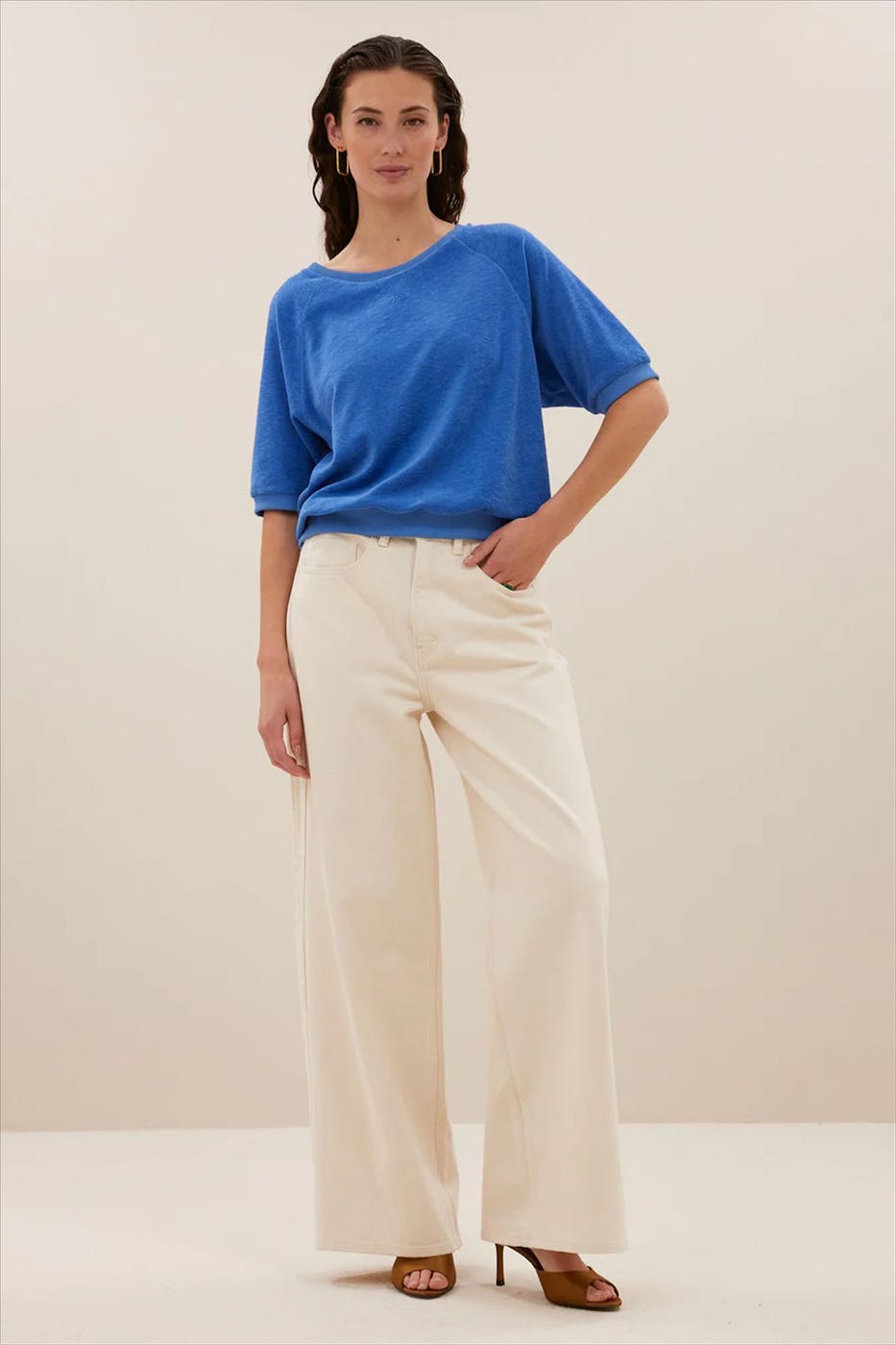 BY BAR - Blauwe Neva Slub sweater