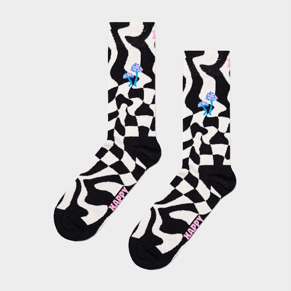 Happy Socks - Zwart-Witte Distorted Check sokken, maat: 36-40