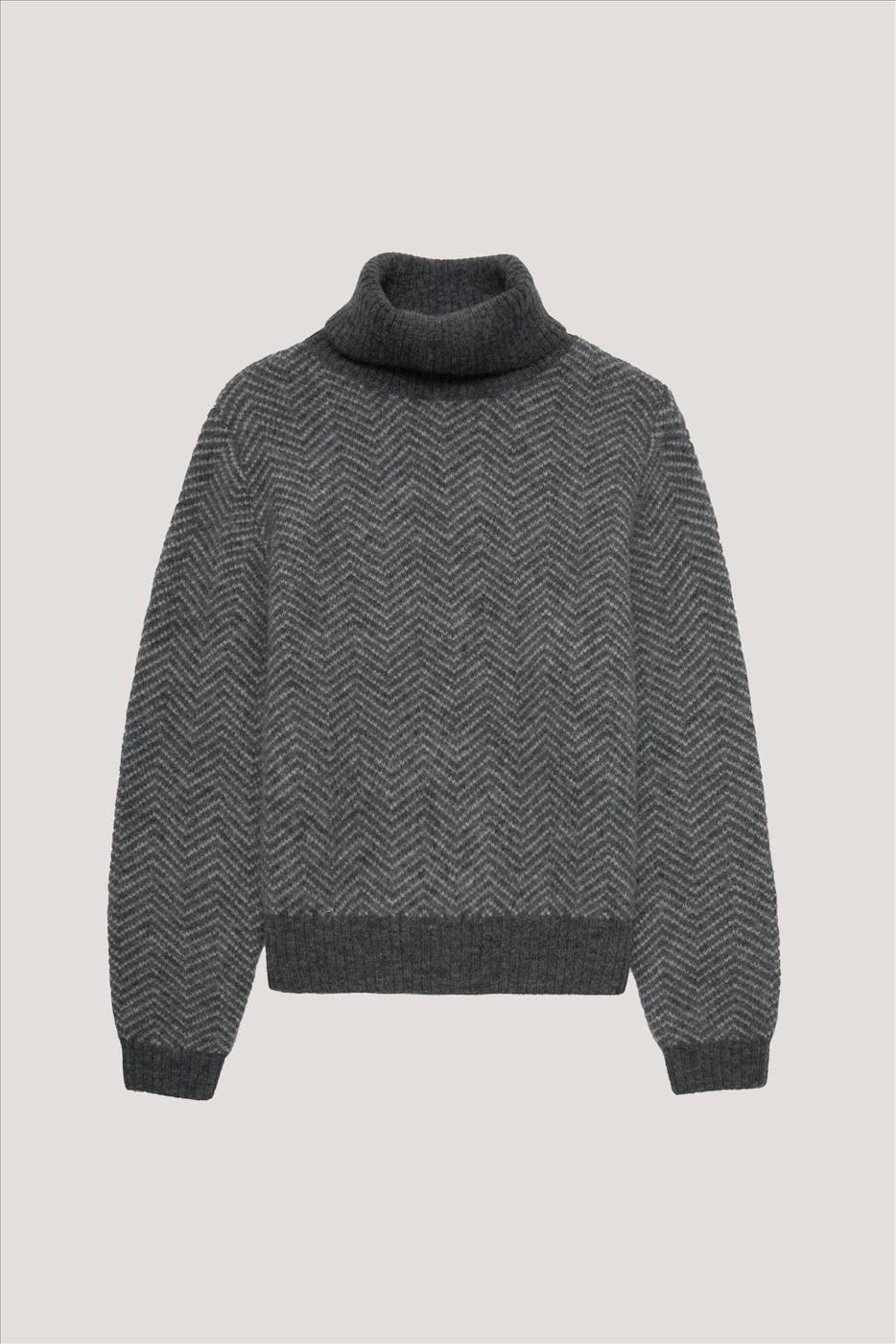 YERSE - Grijze Jacquard Herringbone trui