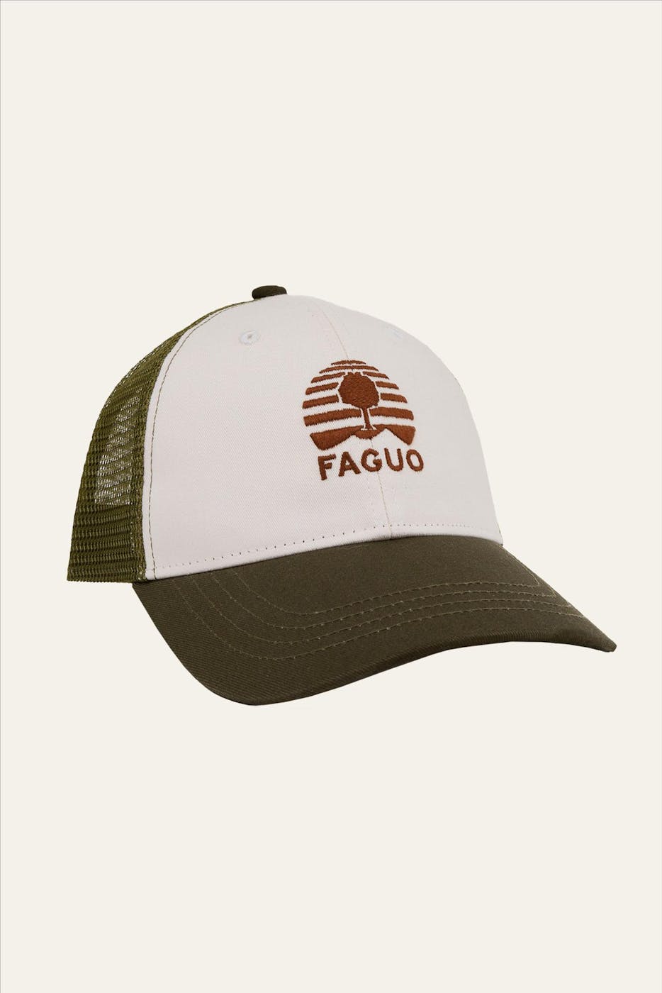 Faguo - Ecru-Olijfgroene Trucker pet