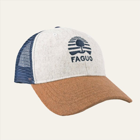 Faguo - Beige-Donkerblauwe Wool Trucker pet