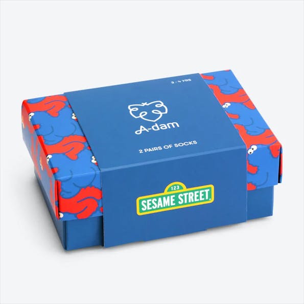 A'dam - Ecru-Bruine Sesame Street 2-pack giftbox sokken, maat: 41-46