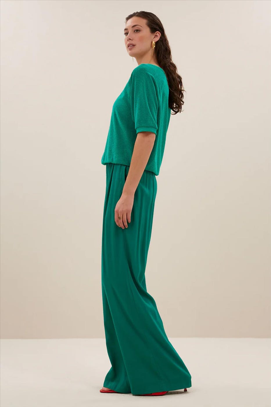 BY BAR - Groene Neva Slub sweater