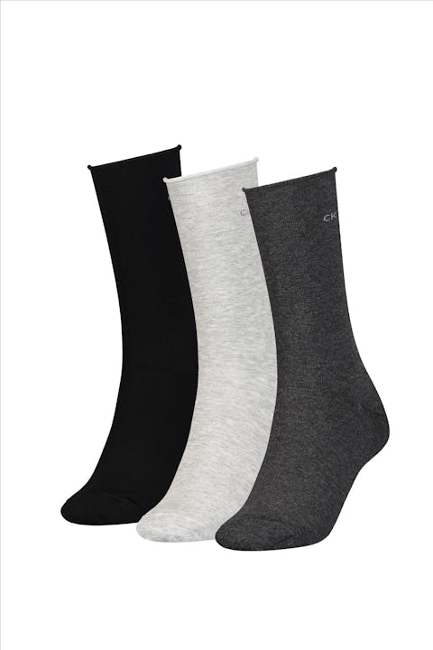 Calvin Klein - Grijs-zwarte 3-pack sokken, one size