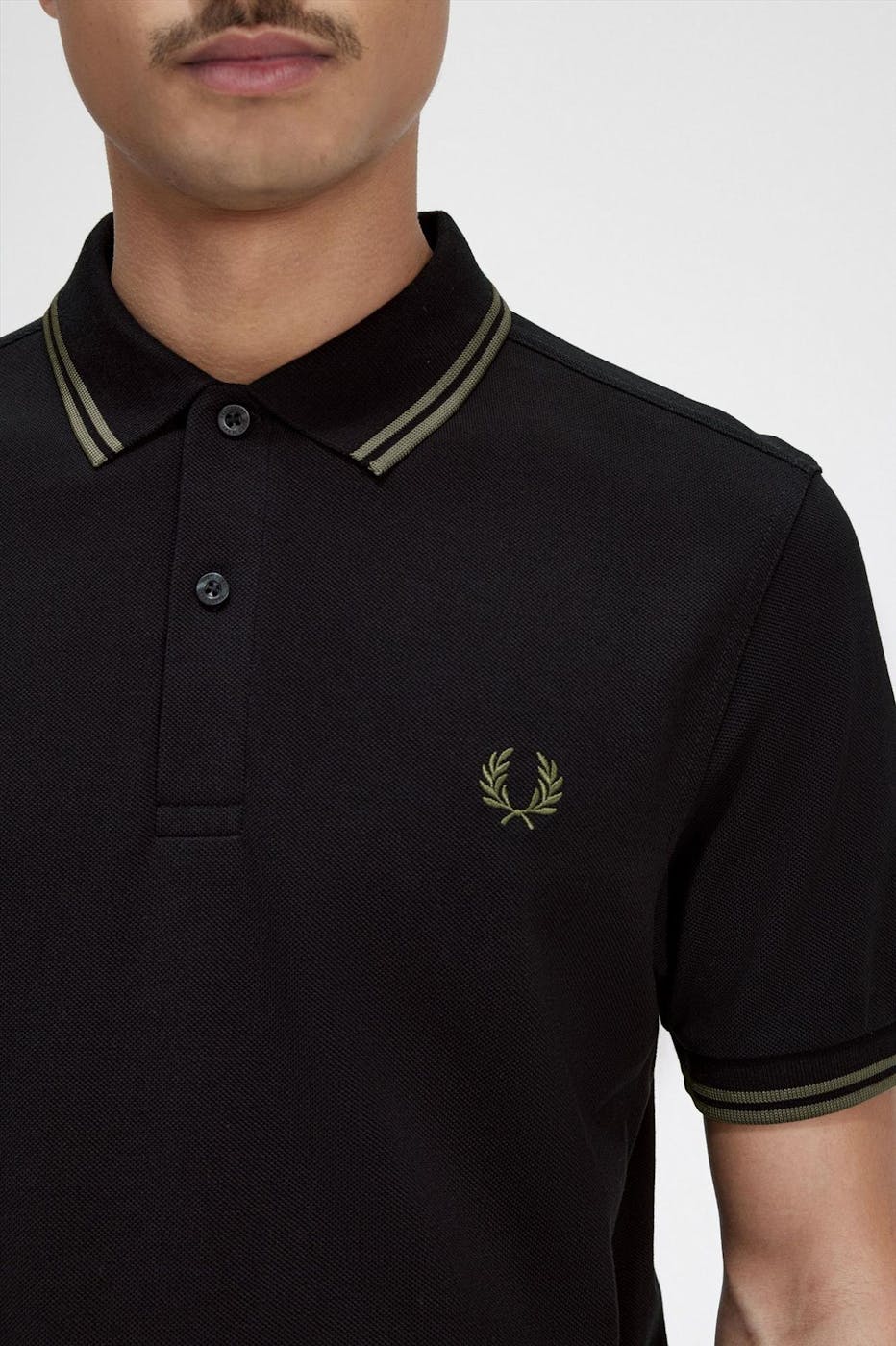 Fred Perry - Zwart-donkergroene Twin Tipped polo