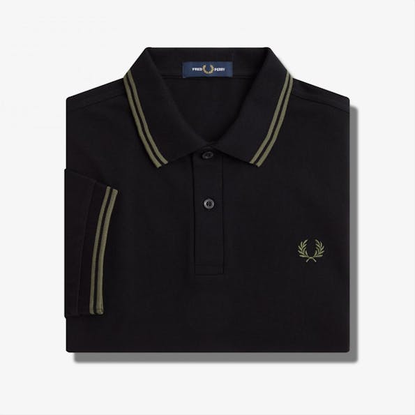 Fred Perry - Zwart-donkergroene Twin Tipped polo