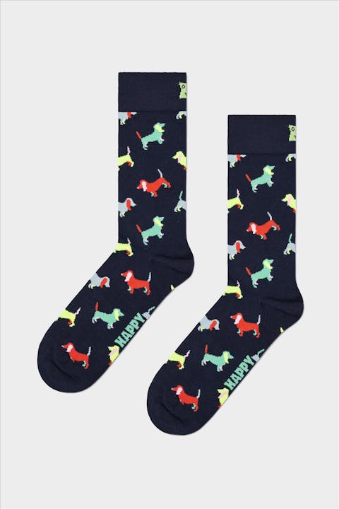 Happy Socks - Donkerblauwe-Multicolor Puppy Love sokken, maat: 41-46