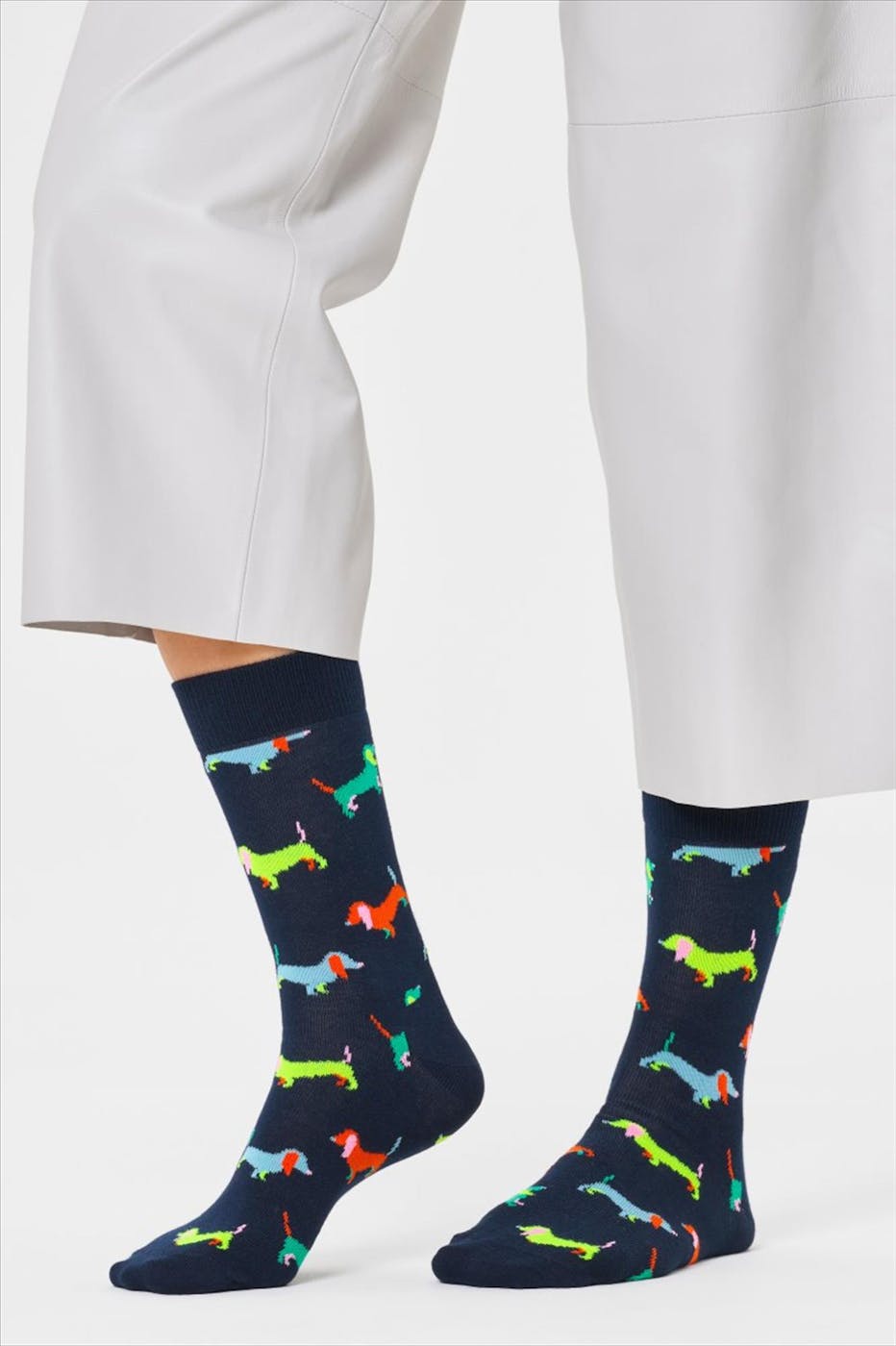 Happy Socks - Donkerblauwe-Multicolor Puppy Love sokken, maat: 41-46