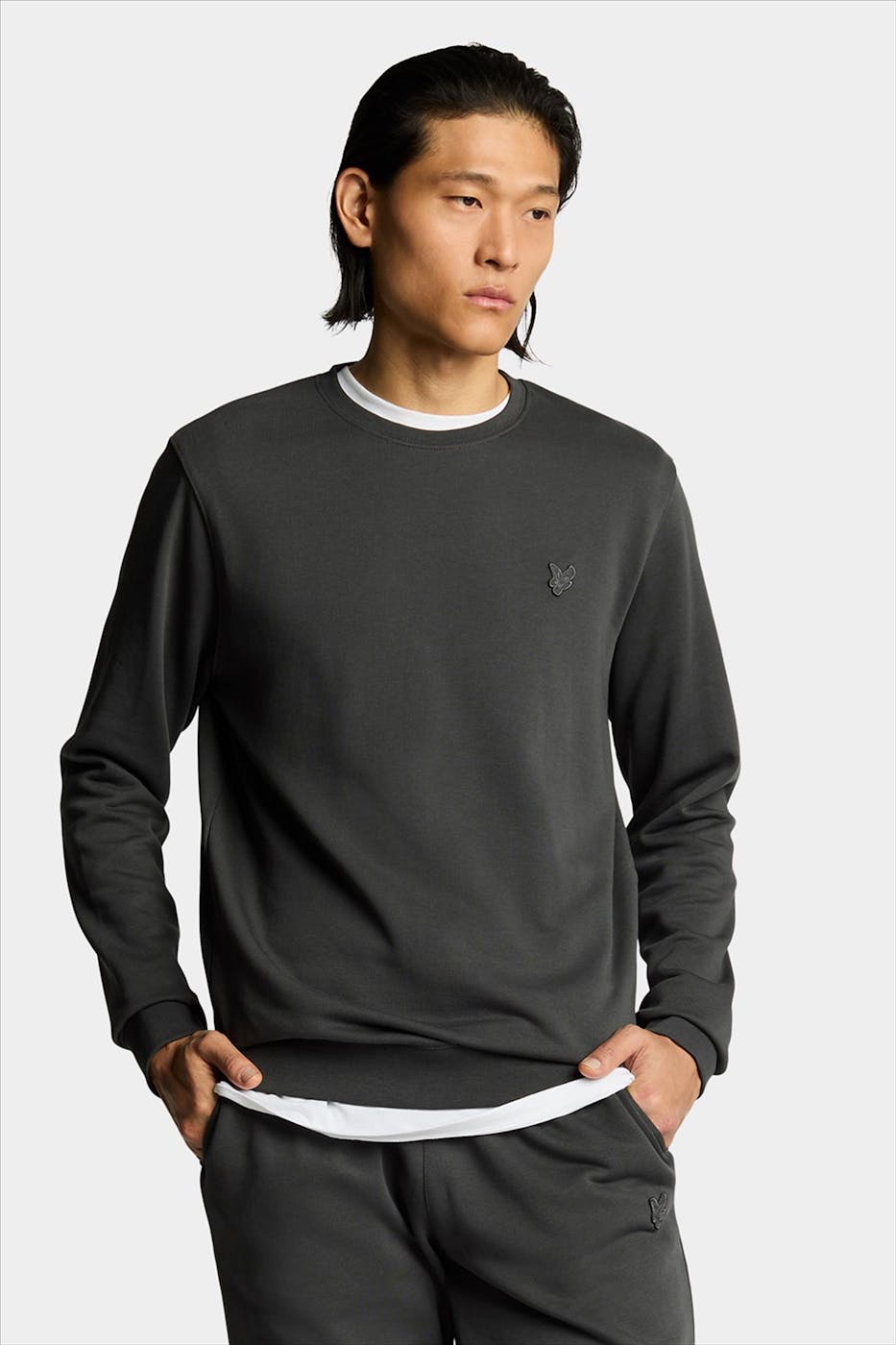 Lyle & Scott - Donkergrijze Superfine sweater