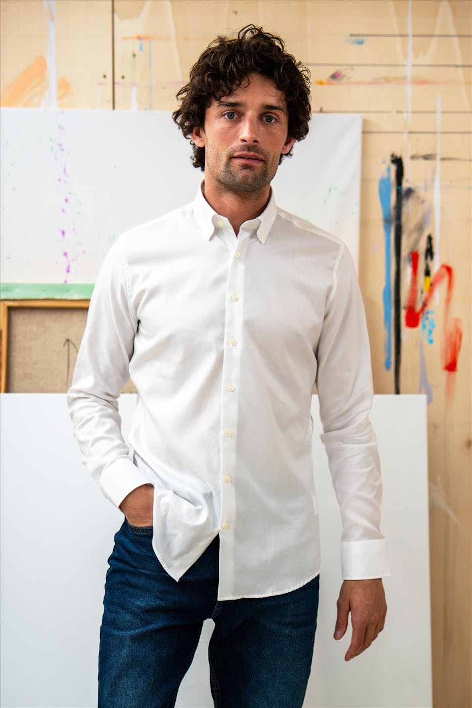 Twelve Ounce - Wit Oxford slim hemd