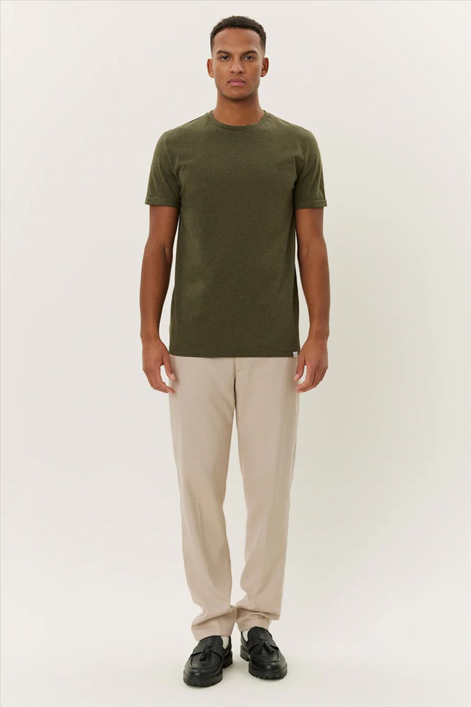 LES DEUX - Donkergroene Nørregaard Tonal T-shirt