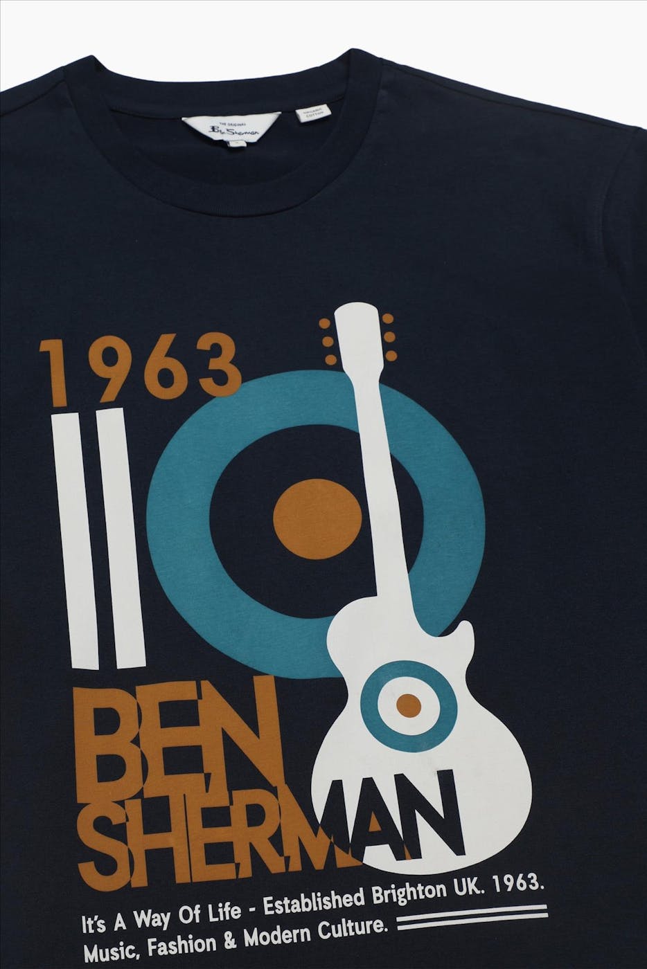Ben Sherman - Donkerblauwe Mod Guitar Poster T-shirt