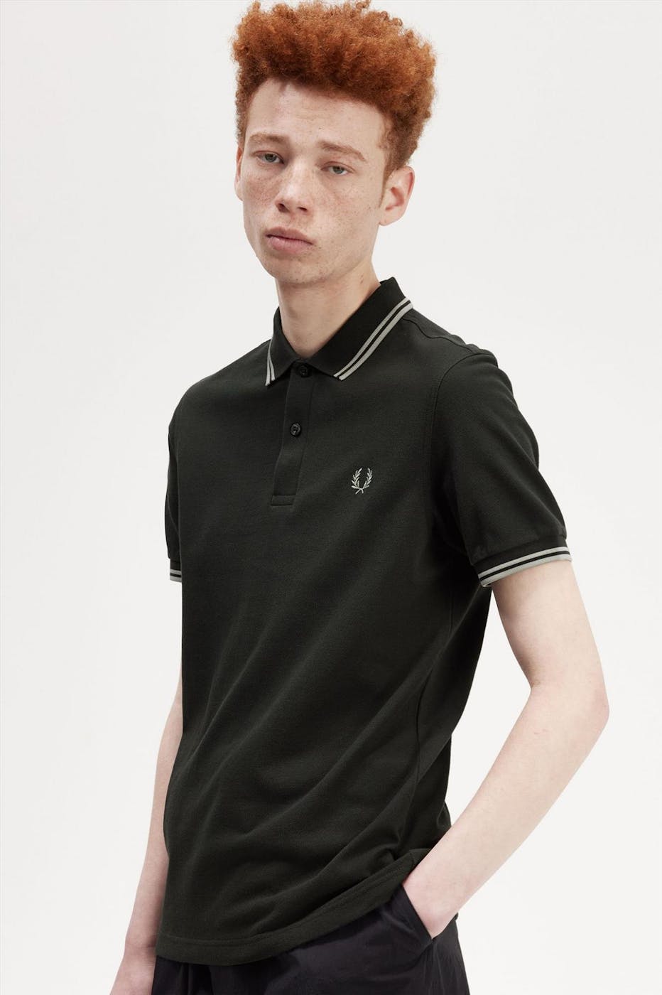 Fred Perry - Donkergroene Twin Tipped polo