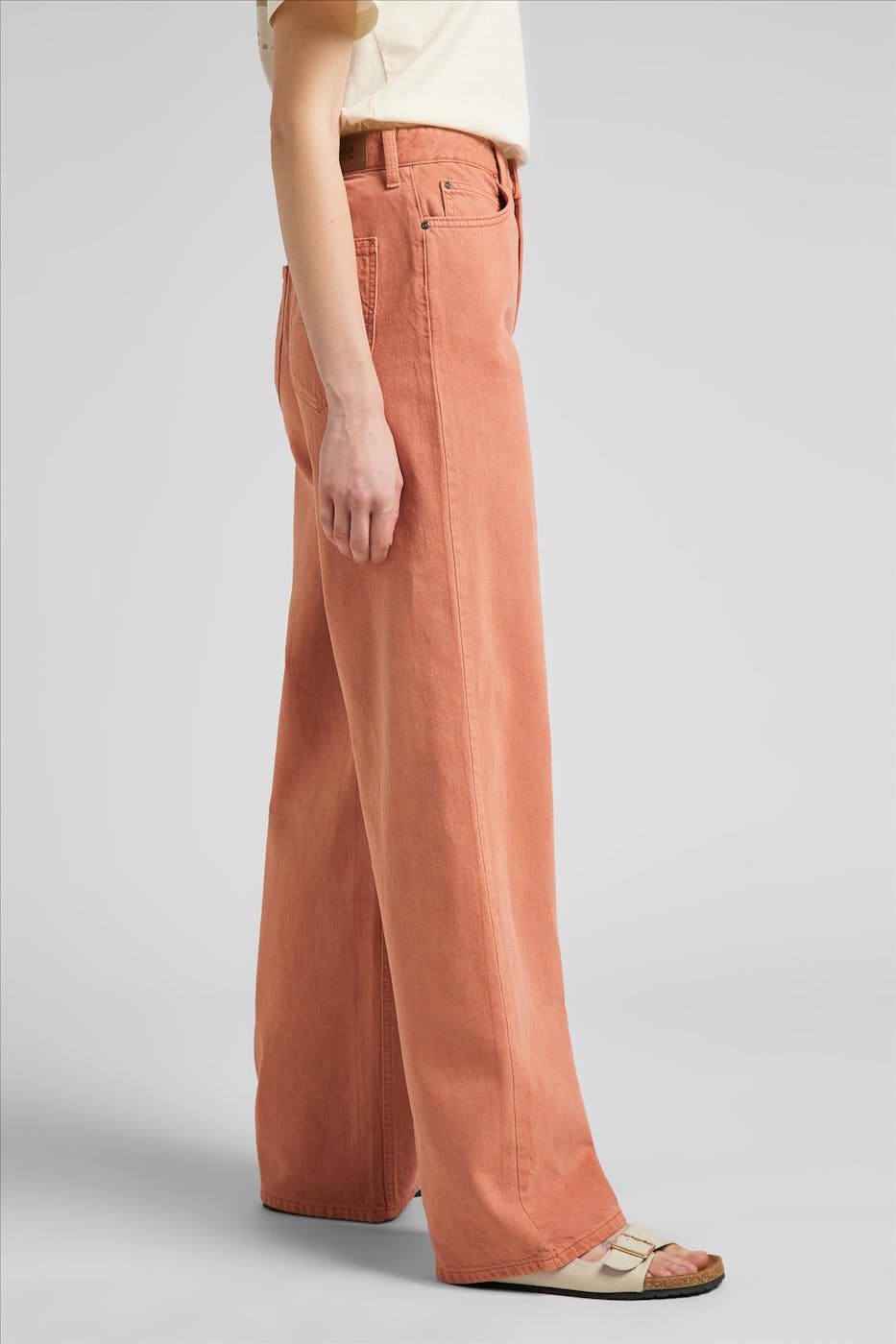 Lee - Koraalrode Stella A Line wide flared jeans
