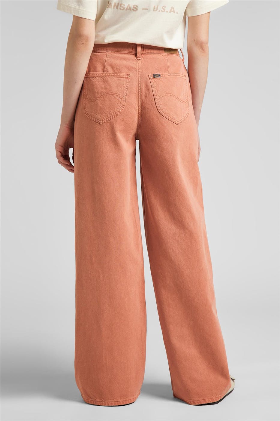 Lee - Koraalrode Stella A Line wide flared jeans