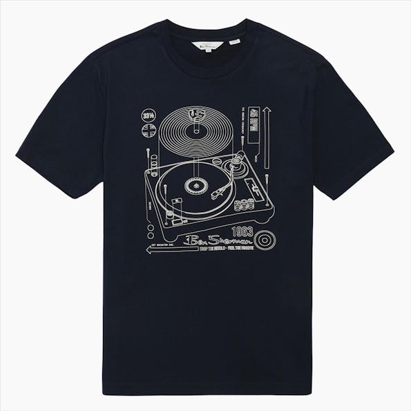 Ben Sherman - Donkerblauwe Linear Record Player T-shirt