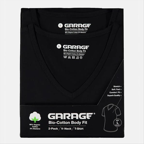 Garage - Zwarte 2-pack Body Fit V-neck T-shirts