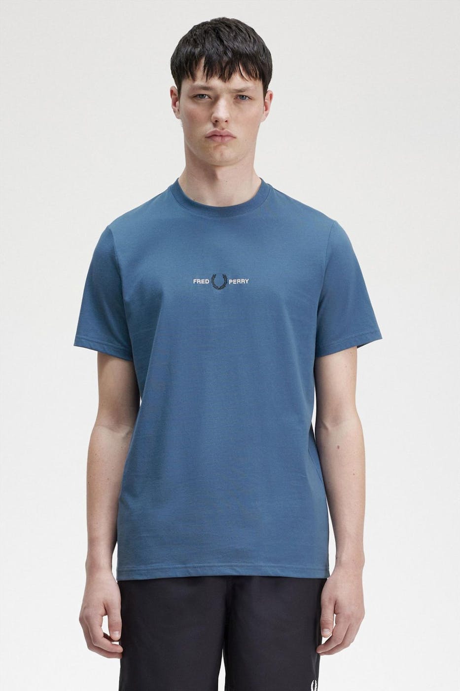 Fred Perry - Blauwe Embroidered T-shirt