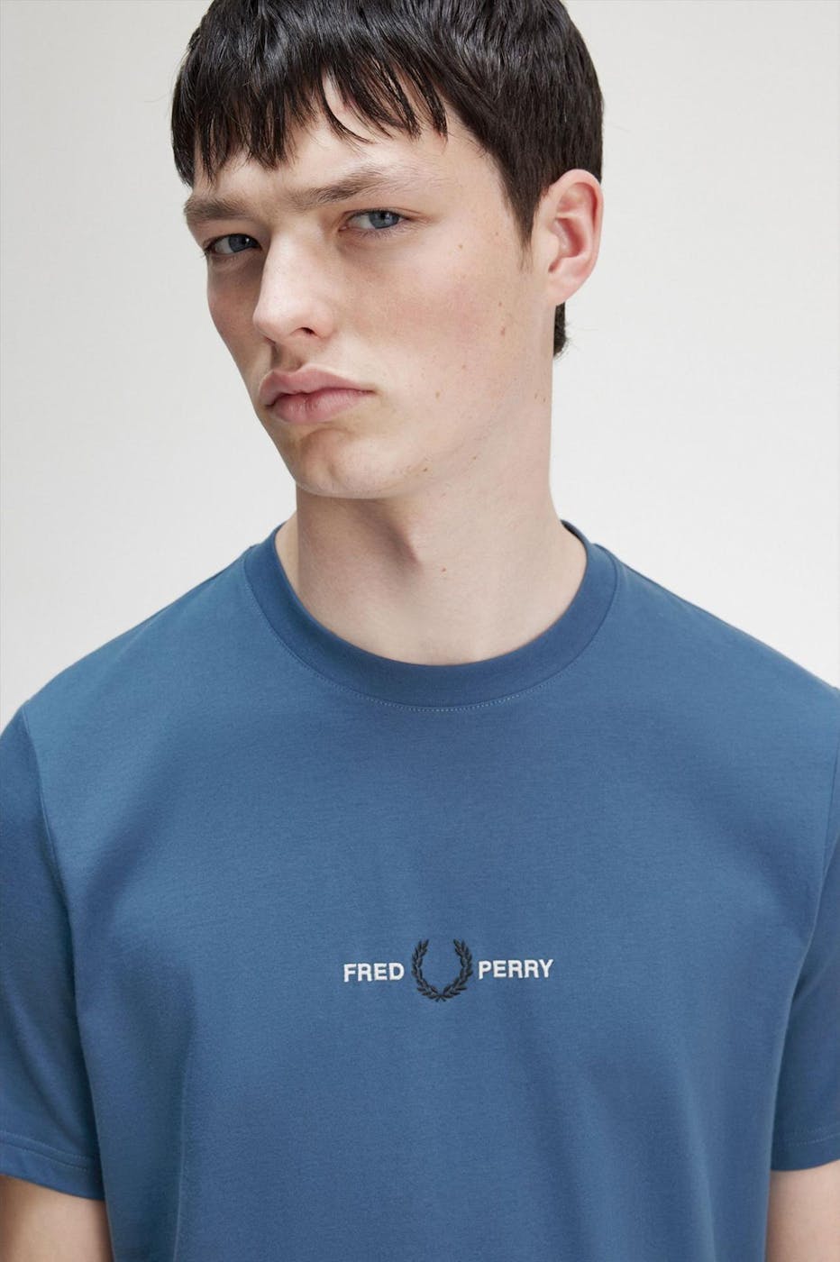 Fred Perry - Blauwe Embroidered T-shirt