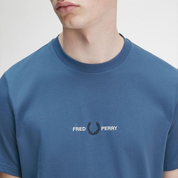 Fred Perry - Blauwe Embroidered T-shirt