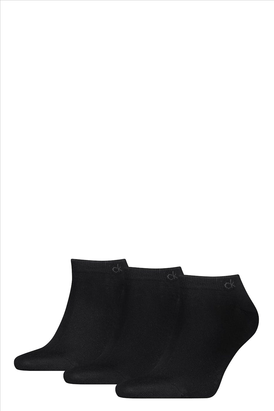 Calvin Klein - Zwarte 3-pack sneakersokken, maat: 42-46