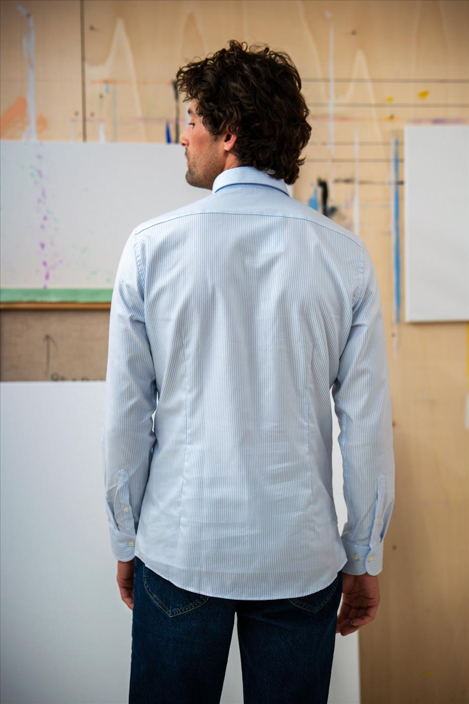 Twelve Ounce - Lichtblauw-Wit Oxford slim hemd