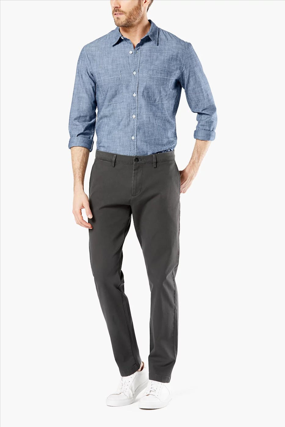 Dockers - Donkergrijze Tapered Fit chino