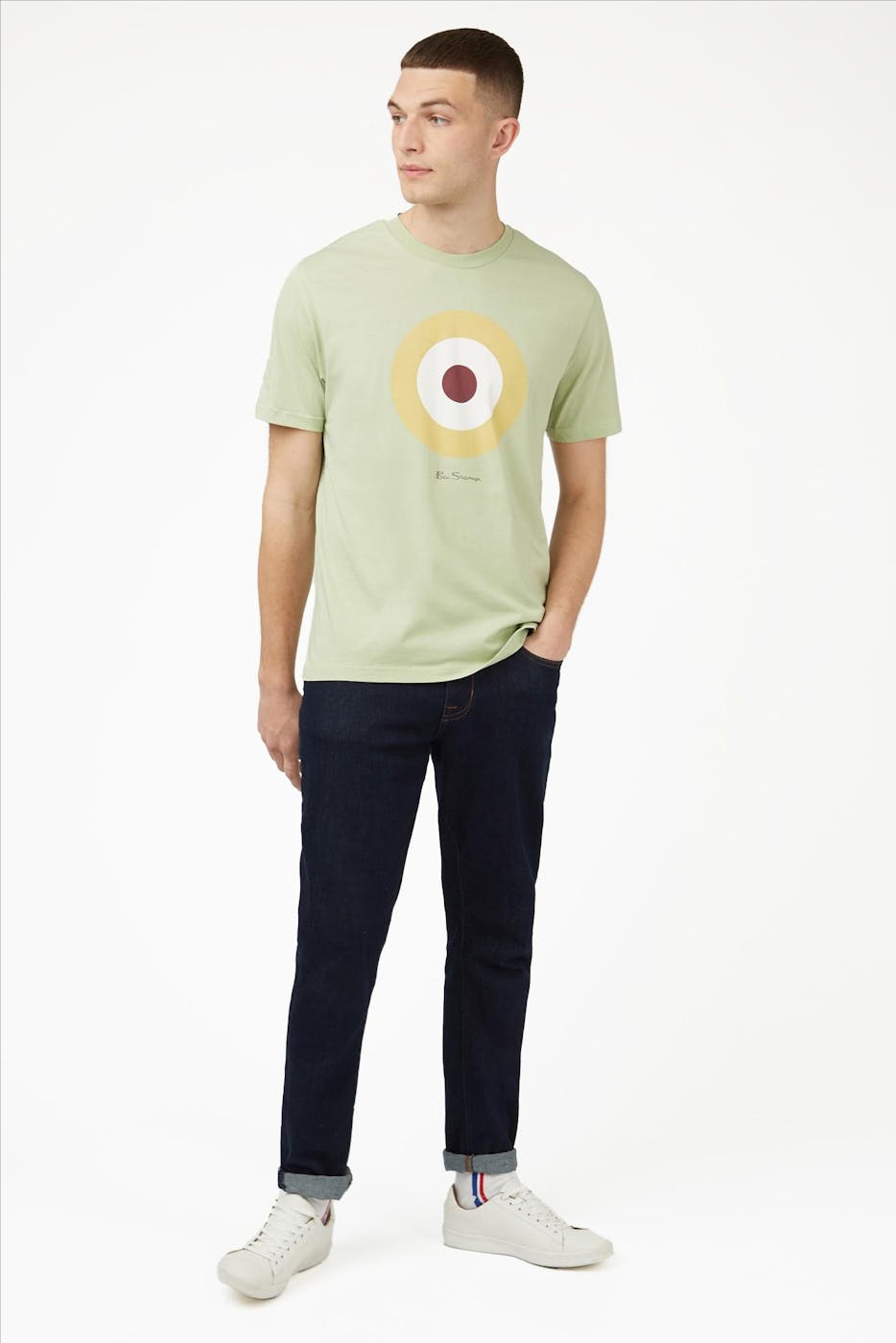 Ben Sherman - Lichtgroene Signature Target T-shirt
