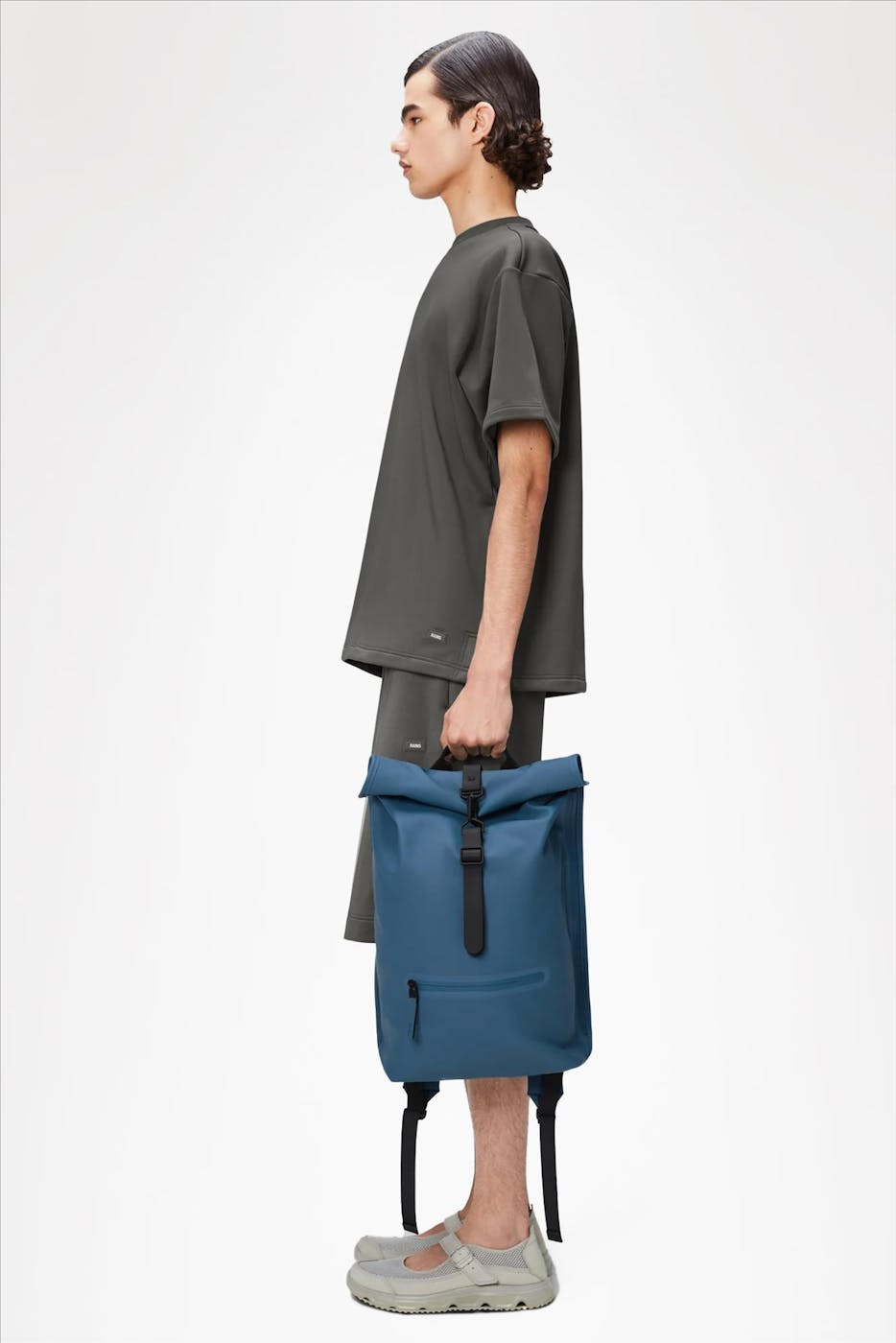 RAINS - Middenblauwe Rolltop rugzak