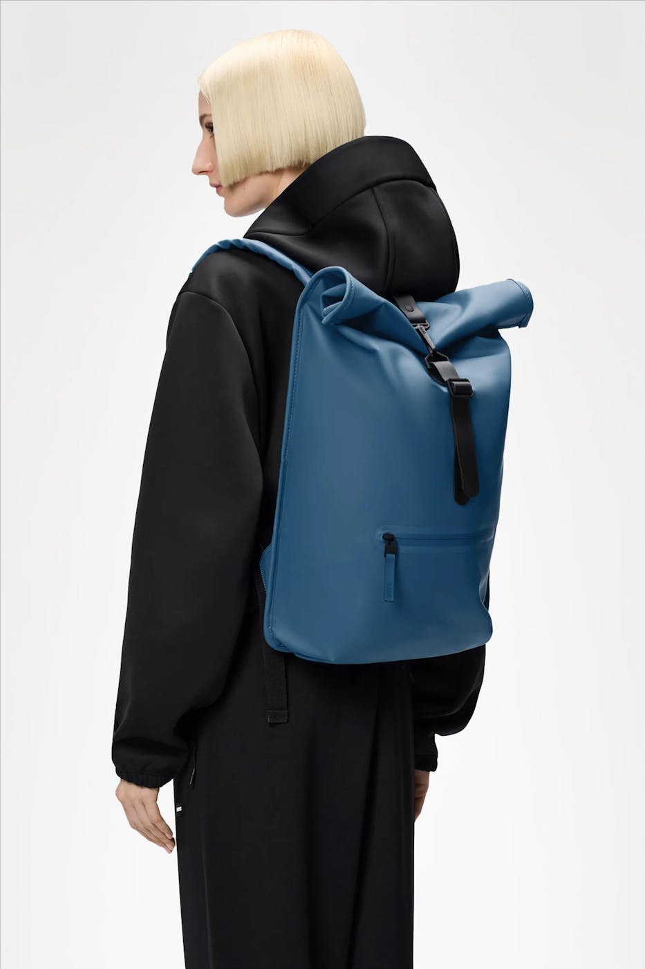RAINS - Middenblauwe Rolltop rugzak