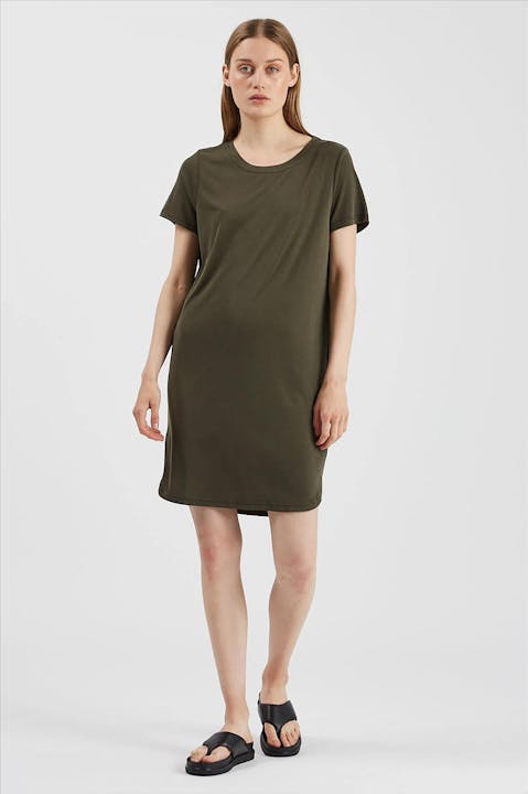 Minimum - Donkergroene Lara T-shirt jurk