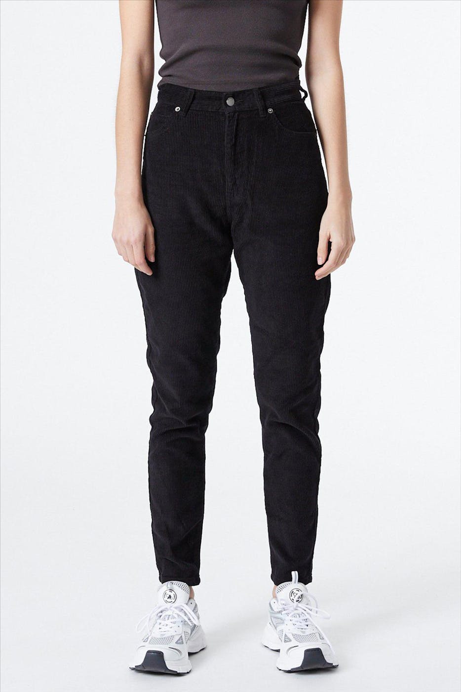 Dr. Denim - Zwarte ribfluwelen Nora mom 5-pocket